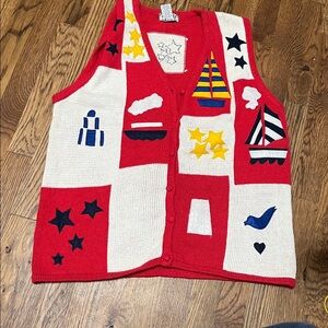 Tiara International  90s Sailing Sweater Vest, 90s Sailboat Sweater Vest,